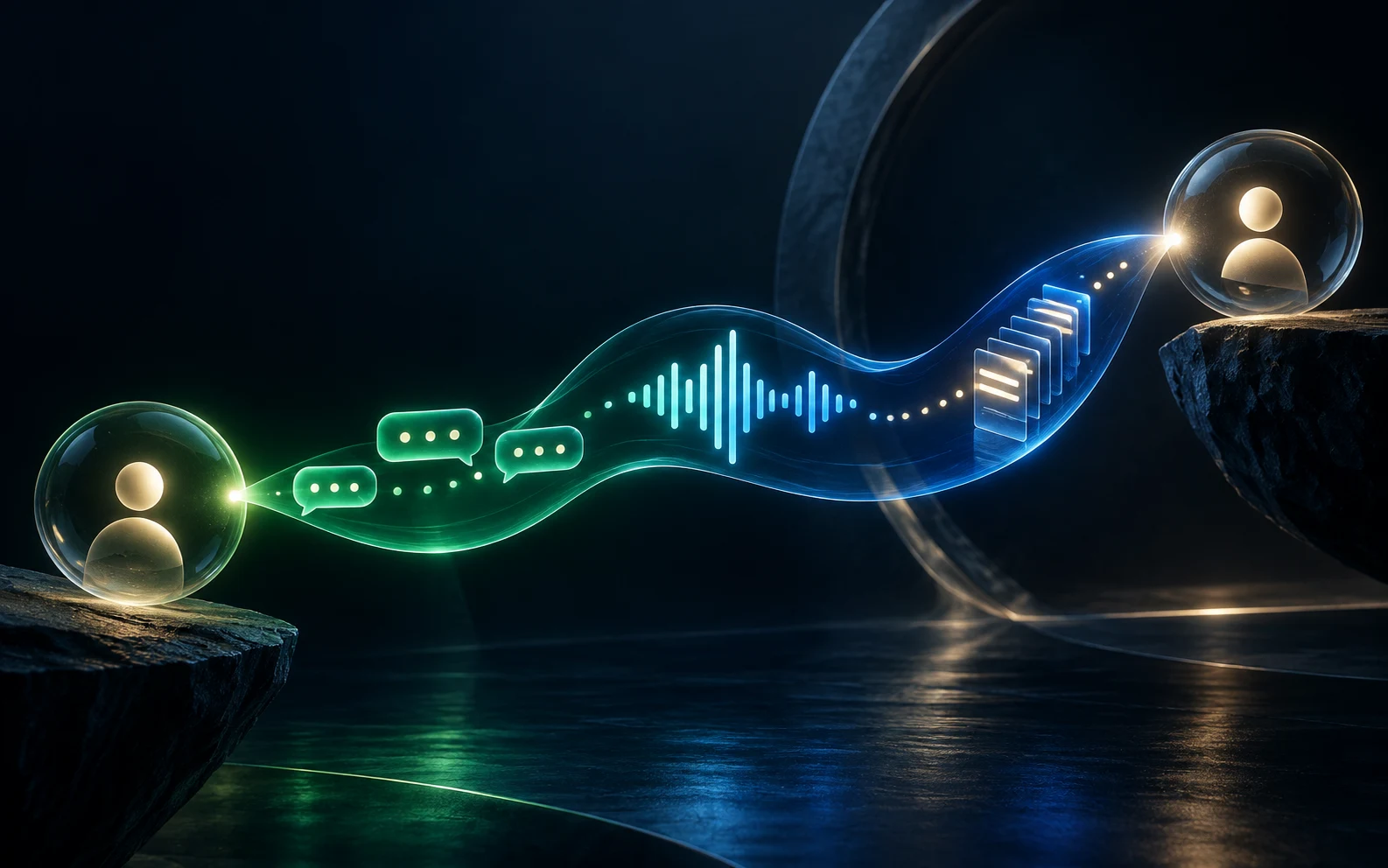 Abstracte lichtverbinding die chat, bellen en verwerking samenbrengt